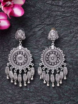 Moedbuille - Handcrafted Tasselled Design Antique Oxidised Look Tribal Earrings