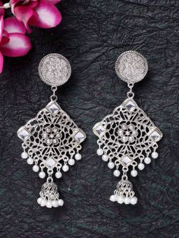 Moedbuille - Handcrafted Tasselled Jhumki Design Antique Look Filigree Work Oxidised Chandbalis
