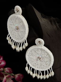 Moedbuille - Handwoven Beads & Stone Studded Contemporary Design Handcrafted Chandbalis