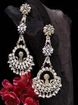 Moedbuille - Mirrors & Pearls Studded Handcrafted Tasselled Design Oxidised Gold Plated Chandbalis