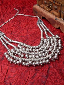 Moedbuille - Handcrafted Multi Layered Design Antique Tribal Look Temple Design Necklace