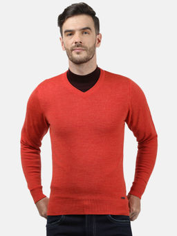 Monte Carlo - Orange Wool Solid Full Sleeve Pullover
