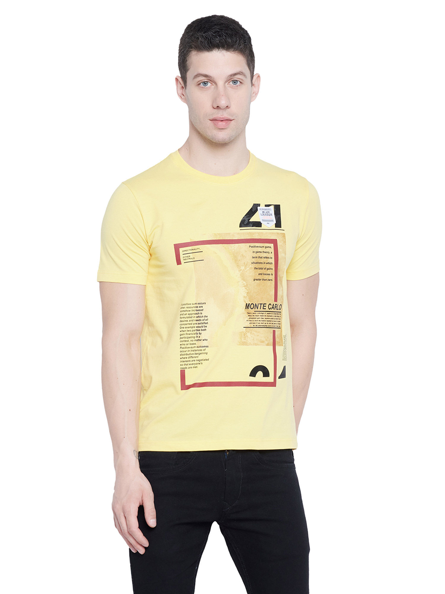 Monte Carlo Yellow Cotton Blend Printed 