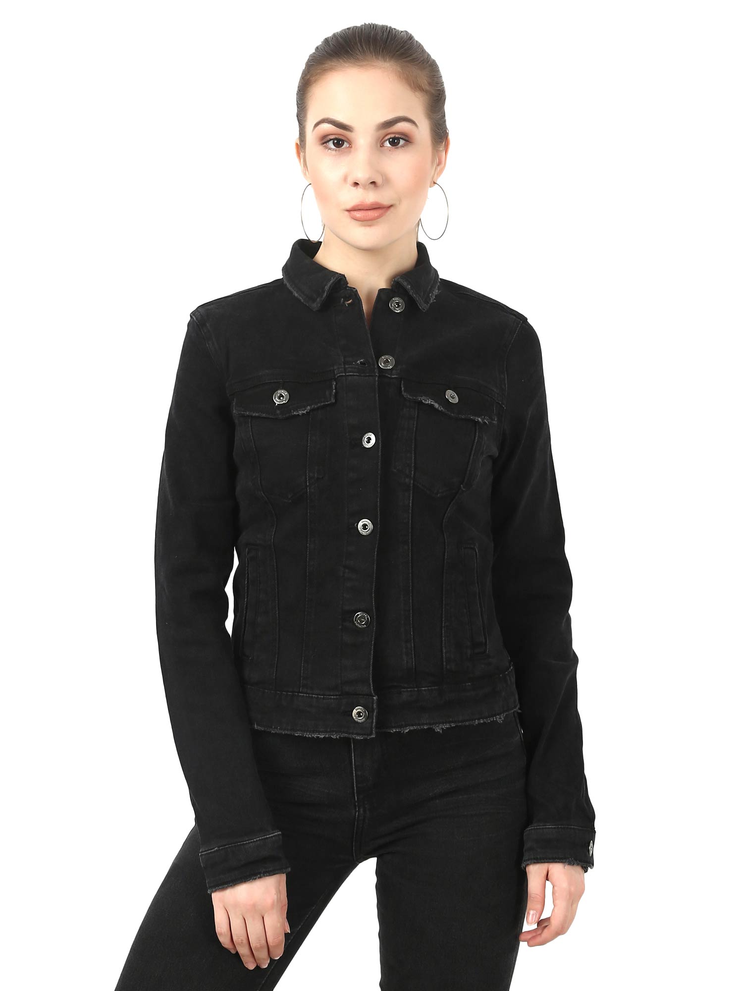 NOBARR Full Sleeve Black Denim Jacket 