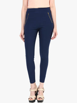 Miss Chase - Navy Blue Solid Jegging