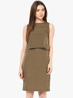 Miss Chase - Olive Solid Dress