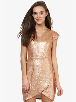 Miss Chase - Gold Embellished Mini Dress