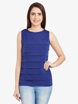 Miss Chase - Navy Blue Pleated Top
