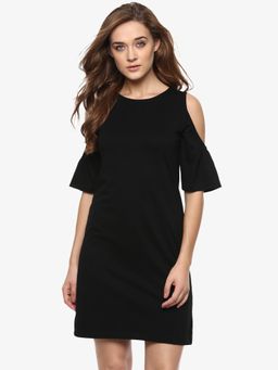 Miss Chase - Black Round Neck Mini Dress