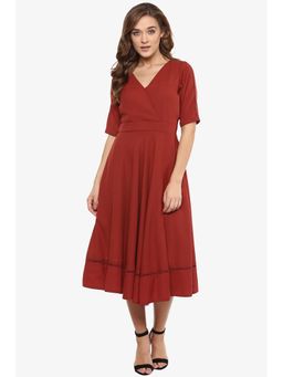 Miss Chase - Brick Red Midi Skater Dress