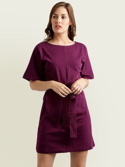 Miss Chase - Magenta Belted Mini Shift Dress