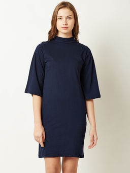 Miss Chase - Navy Blue Collared Mini Shift Dress