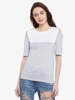 Miss Chase - Grey Round Neck Top