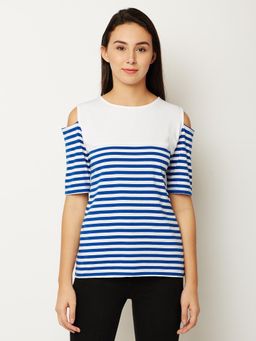 Miss Chase - Blue Round Neck Top