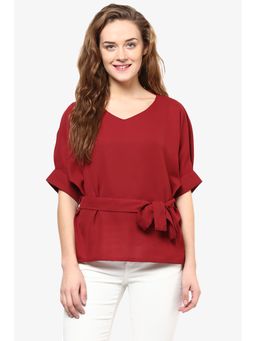 Miss Chase - Maroon Knotted Top