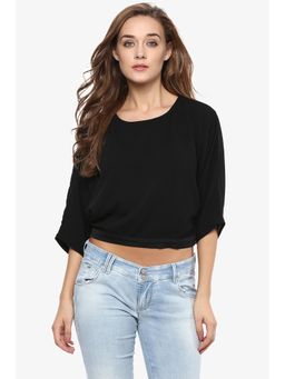 Miss Chase - Black Slitted Crop Top