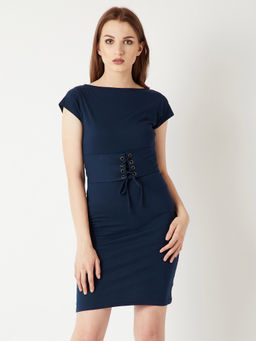 Miss Chase - Navy Blue Mini Shift Dress
