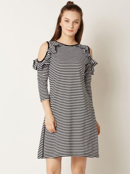 Miss Chase - Black and White Mini Shift Dress