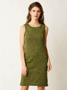 Miss Chase - Olive Knee Length Shift Dress