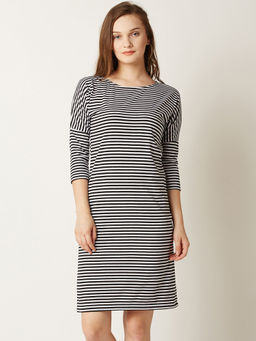 Miss Chase - Black And White Paneled Shift Dress