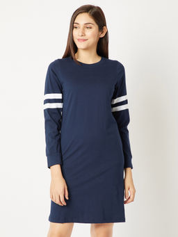 Miss Chase - Navy Blue and White Shift Dress