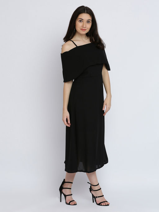 knee length dresses for ladies Solana Off Shoulder Midi Dress - Blue