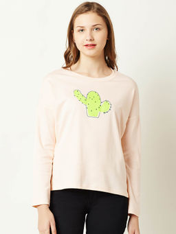 Miss Chase - Peach Printed Sweatshirt