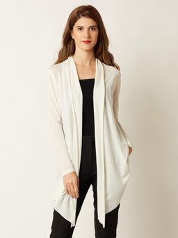 Miss Chase - White Open Front Waterfall Shrug