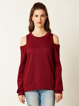 Miss Chase - Maroon Round Neck Top