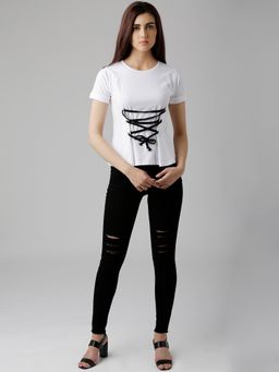 Miss Chase - White Round Neck Top