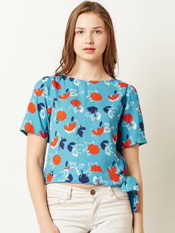 Miss Chase - Turquoise Blue Tie-Up Top