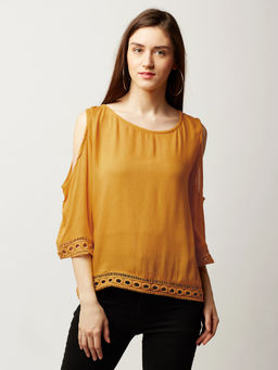 Miss Chase - Yellow Cold Shoulder Top