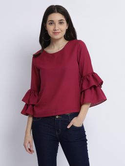 Miss Chase - Magenta Frilled Top