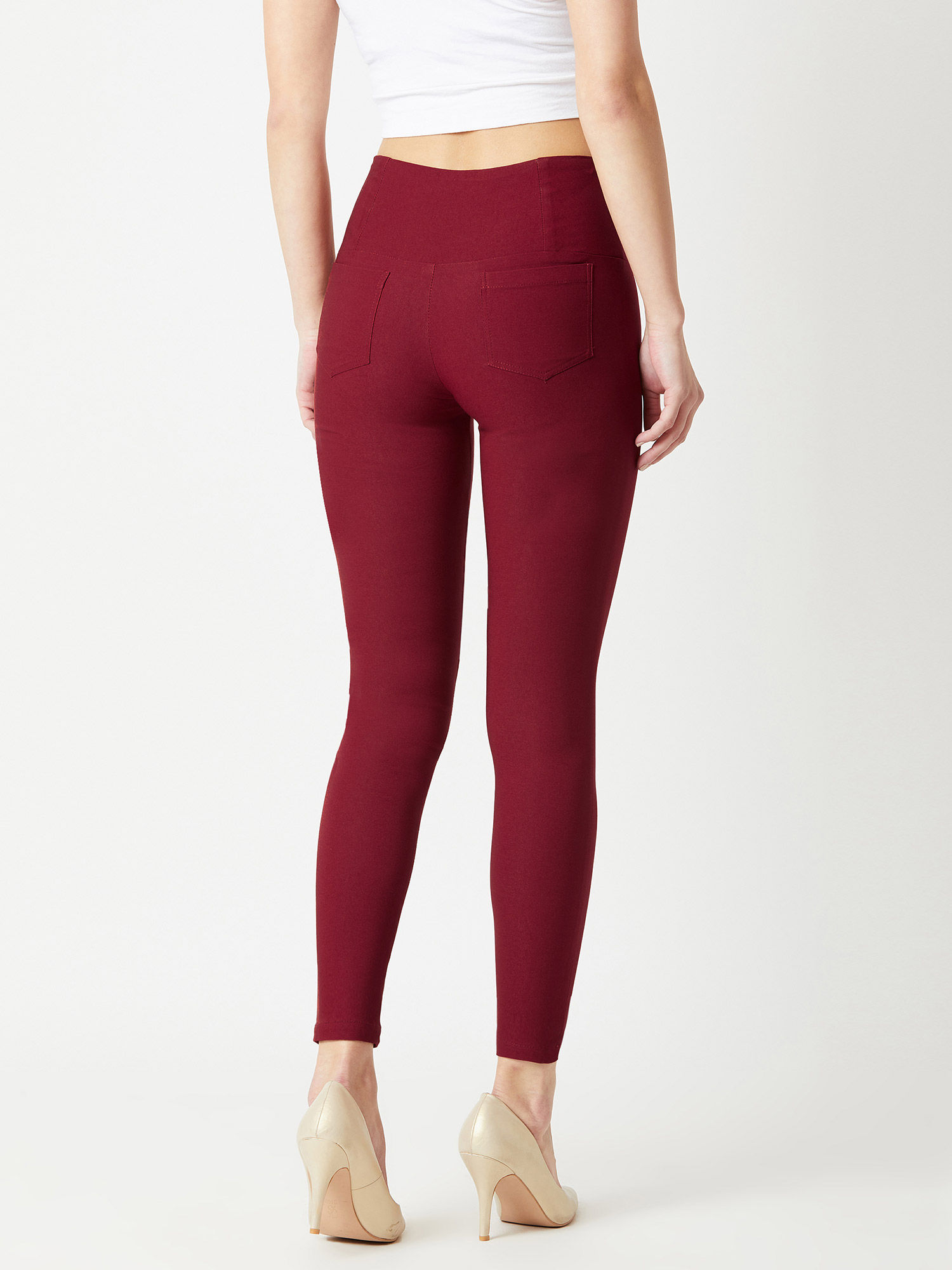 Miss Chase Maroon Jeggings Online 