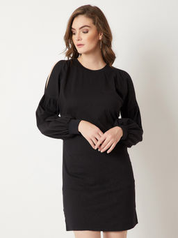 Miss Chase - Black Balloon Mini Shift Dress