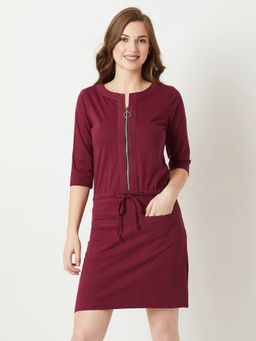 Miss Chase - Maroon Mini Shift Dress