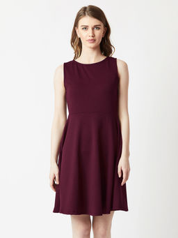Miss Chase - Wine Red Skater Dress