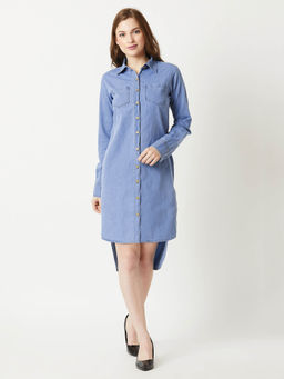 Miss Chase - Blue Solid Mini Dress