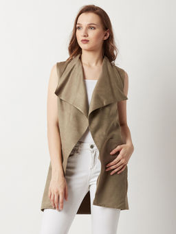 Miss Chase - Olive Green Suede Shrug