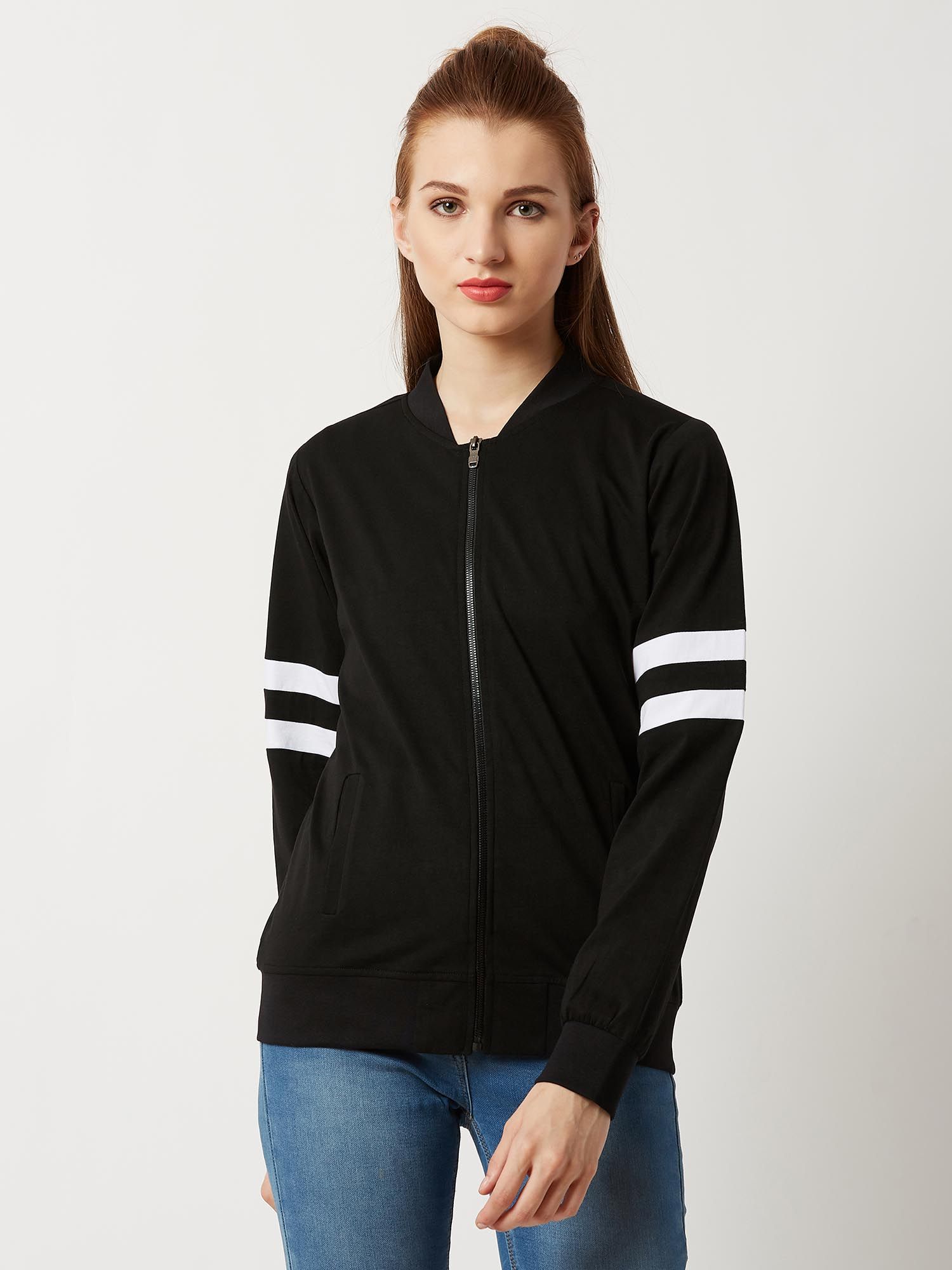 miss chase Black High Neck Bomber Jacket-picture-35