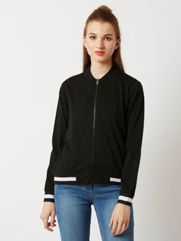 Miss Chase - Black Ribbed Bomber Jacket