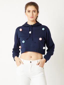 Miss Chase - Navy Blue Crop Sweatshirt