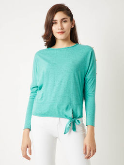 Miss Chase - Mint Green Knotted Buttoned Top
