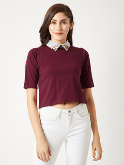 Miss Chase - Maroon Crop Top