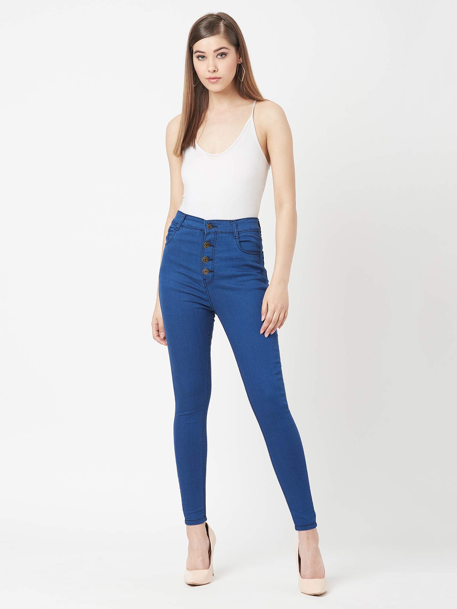 Buy Miss Chase Carbon Blue Denim Jeans 