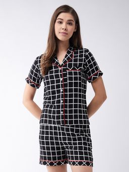 Miss Chase - Black Printed Shirt and Shorts (Set of 2)