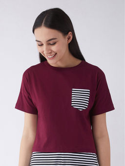 Miss Chase - Maroon Solid T-shirt