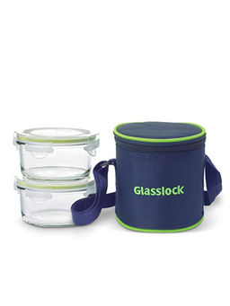 Glasslock - Airtight Break Resistant Food Storage Container,Round, 400 ml set of 2, with Bag
