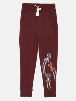 mackly - Boys Maroon Printed Pyjama Maroon