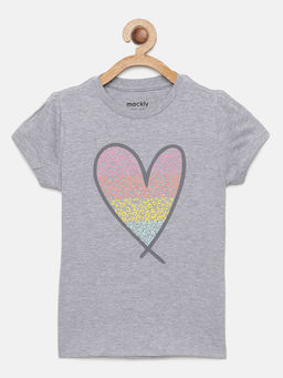 mackly - Girls Grey Printed T-shirts Grey